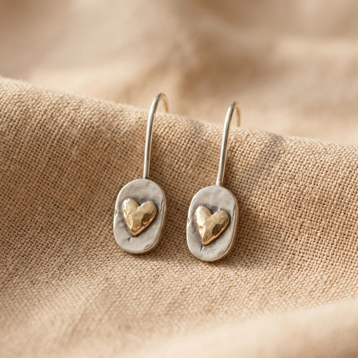 Vintage Silver Golden Heart Earrings