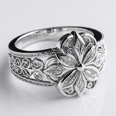 Silver Flower Zirconia Ring