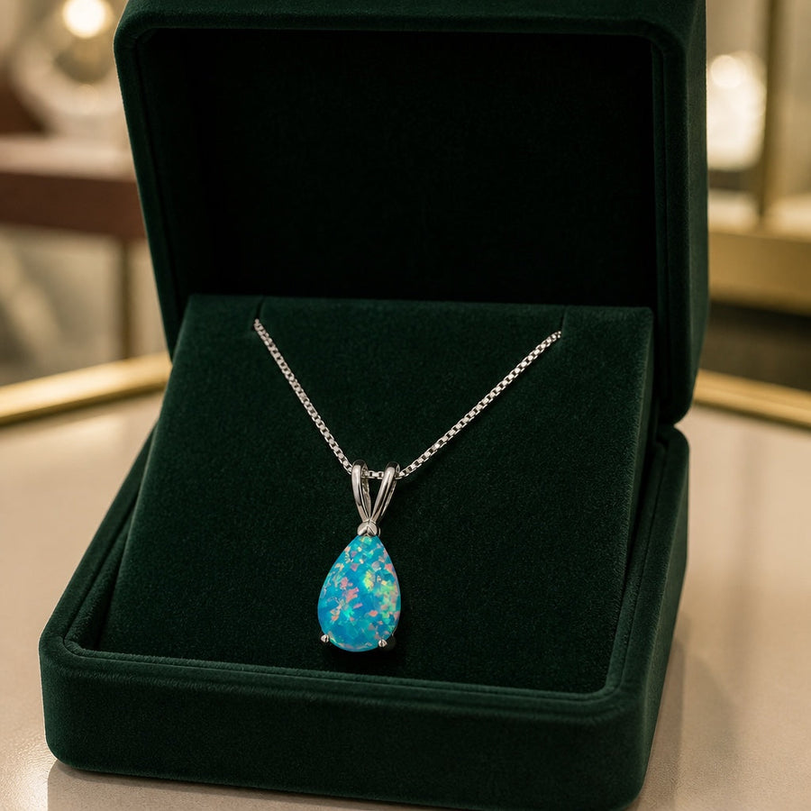 Azure Opal Teardrop Necklace