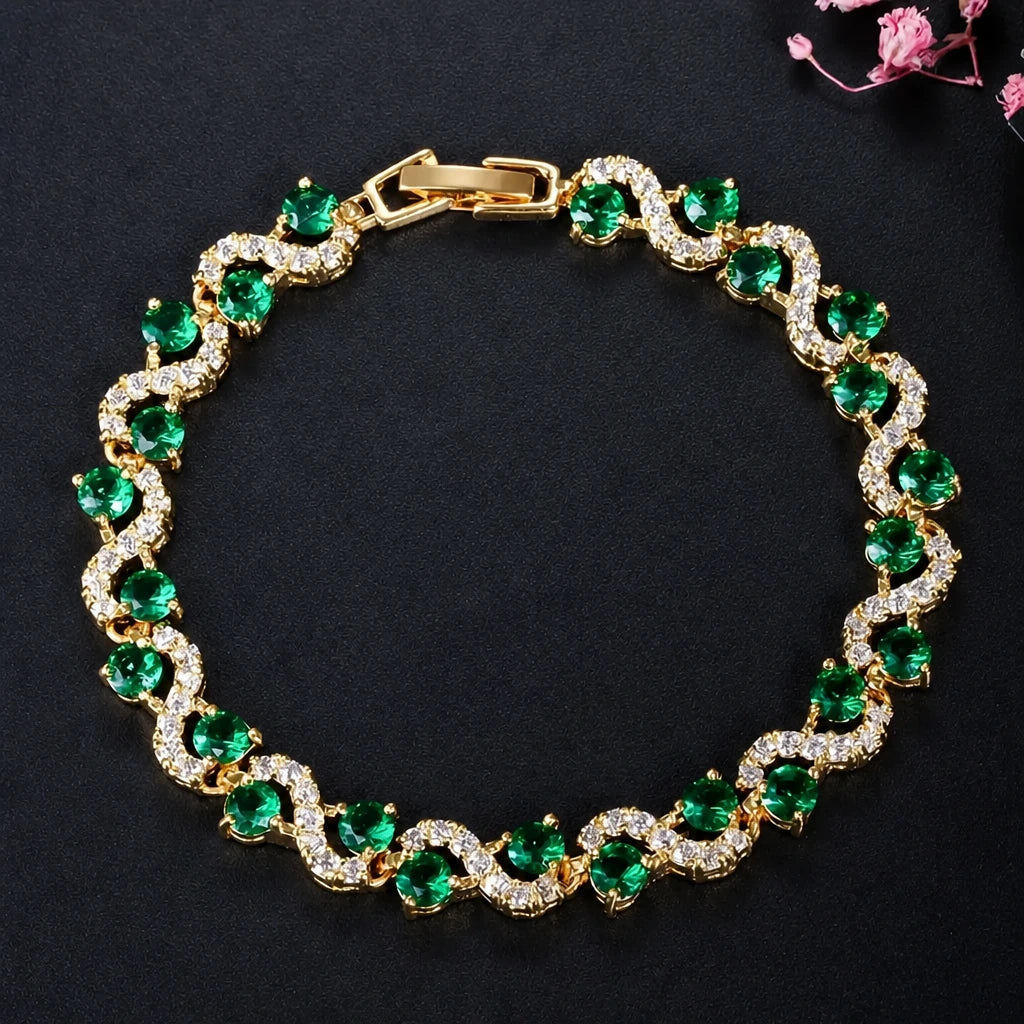 Emerald Crystal Gold Bracelet