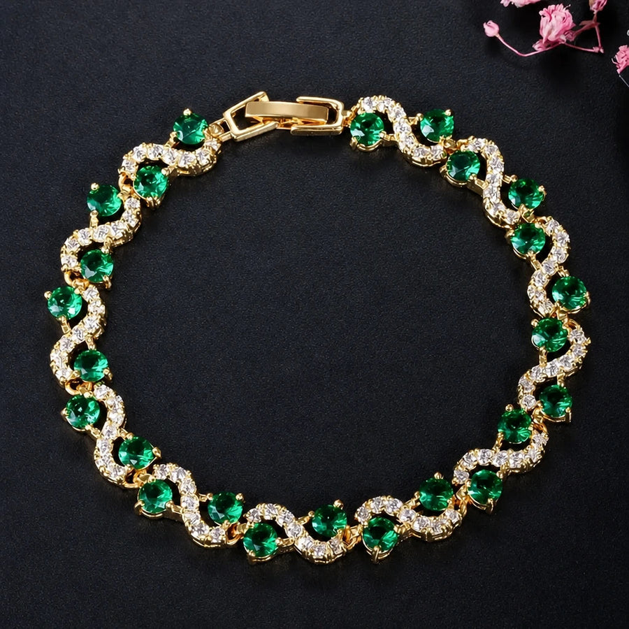 Emerald Crystal Gold Bracelet