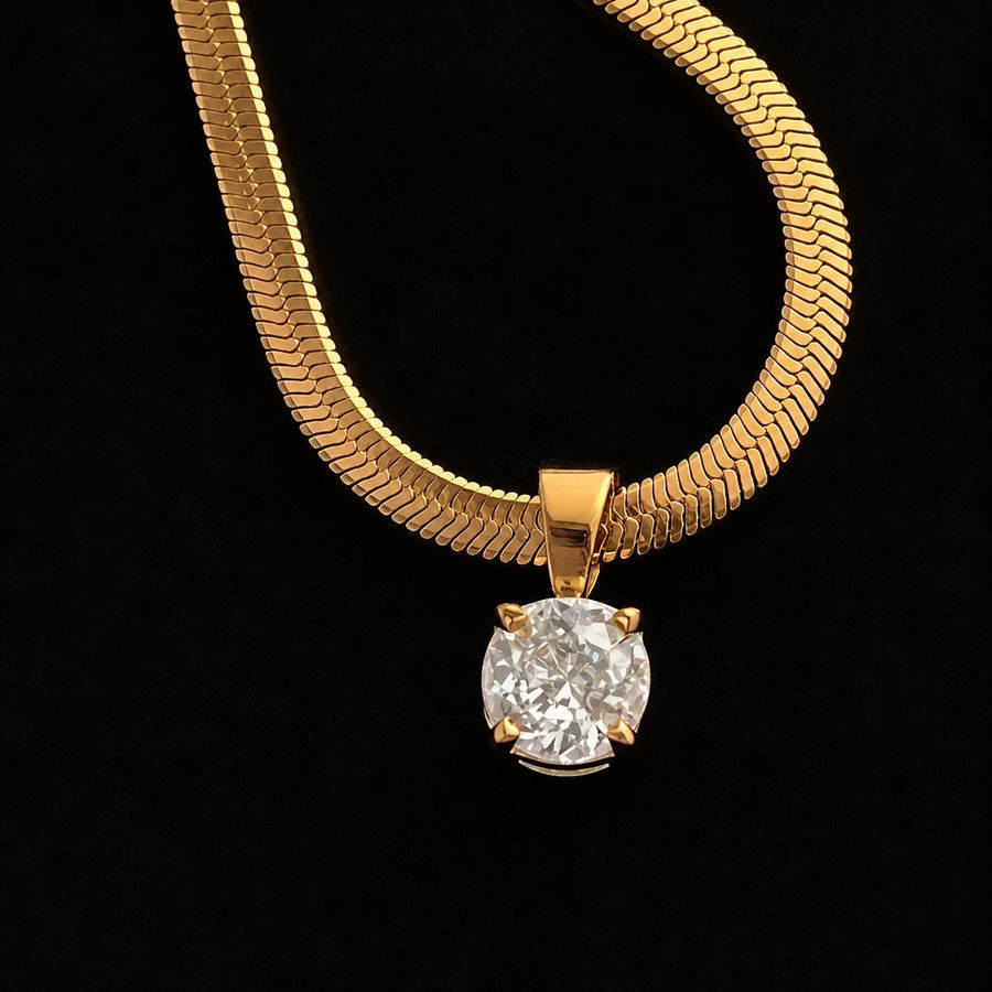 Rhinestone Gold Pendant Necklace