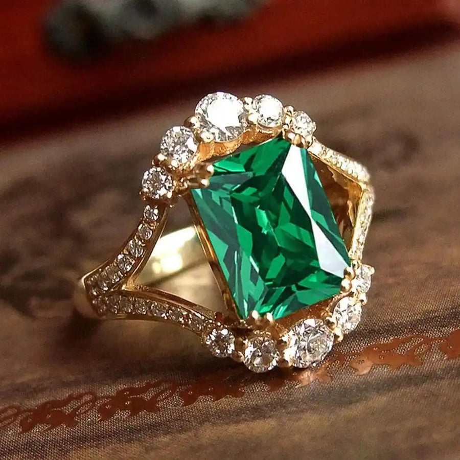 Luminous Glowing Emerald Statement Ring