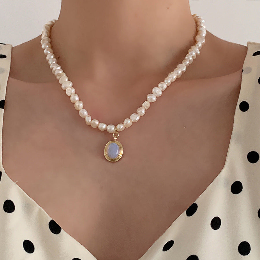 Pearl Moonstone Pendant Necklace