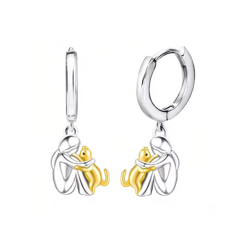 Crystal Cat Hug Necklace Set