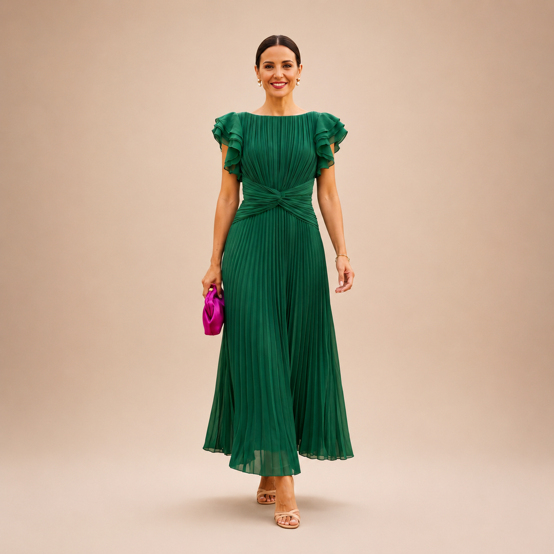 SERAPHINA | Elegant Pleated Maxi Dress with Twist Waist