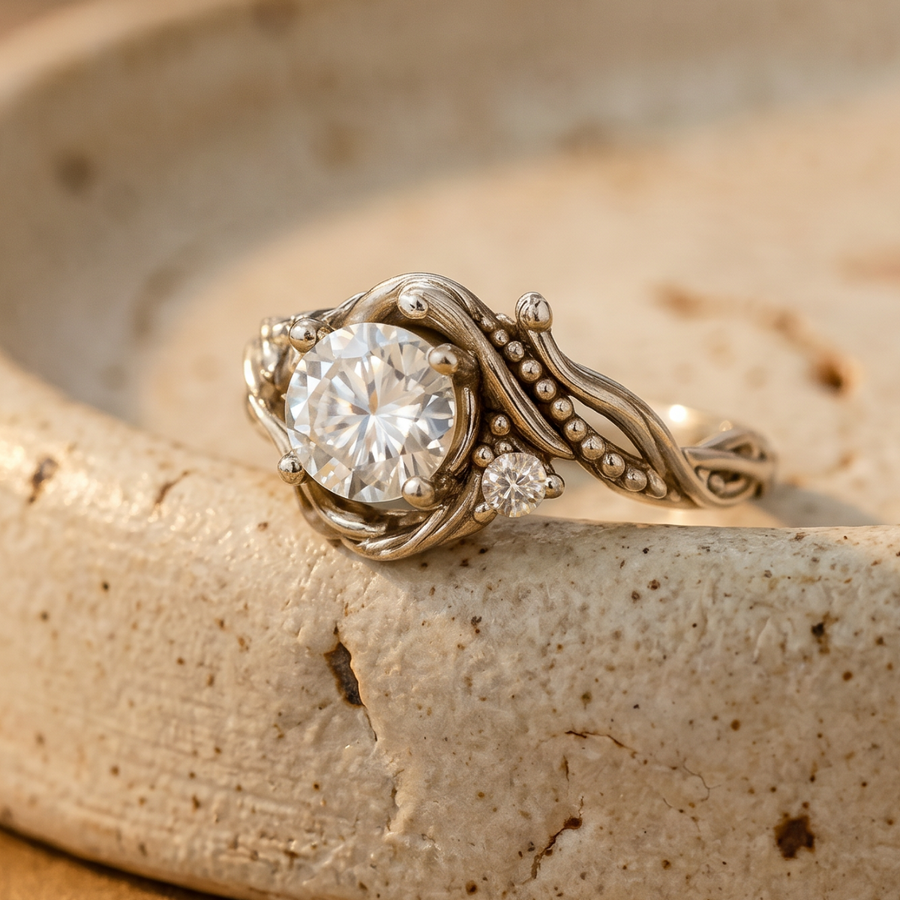 Elegant Silver Branch Zirconia Ring