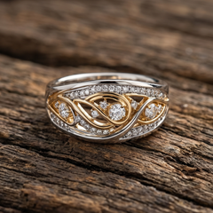 Hoop Ring Made of Gold and Silver