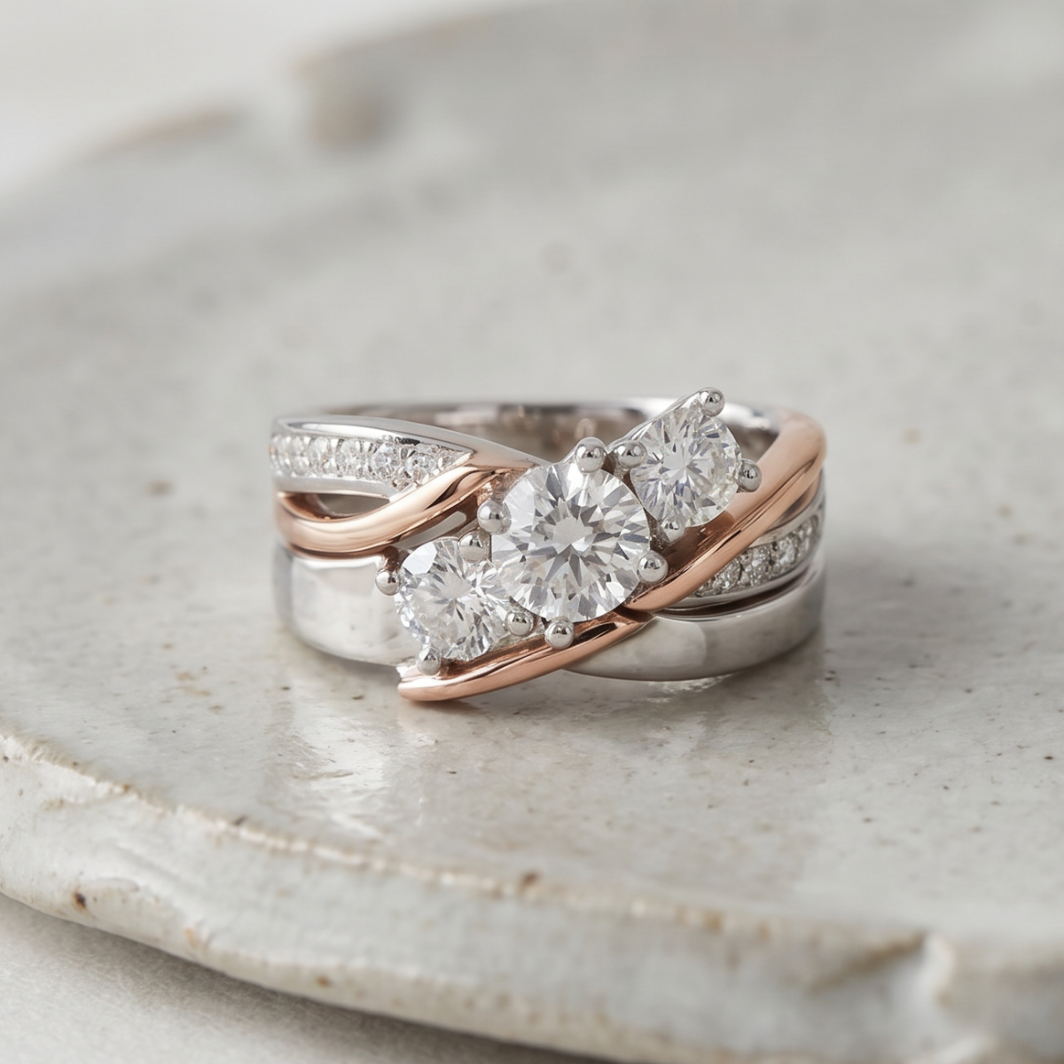 Vintage Gold and Silver Zirconia Ring
