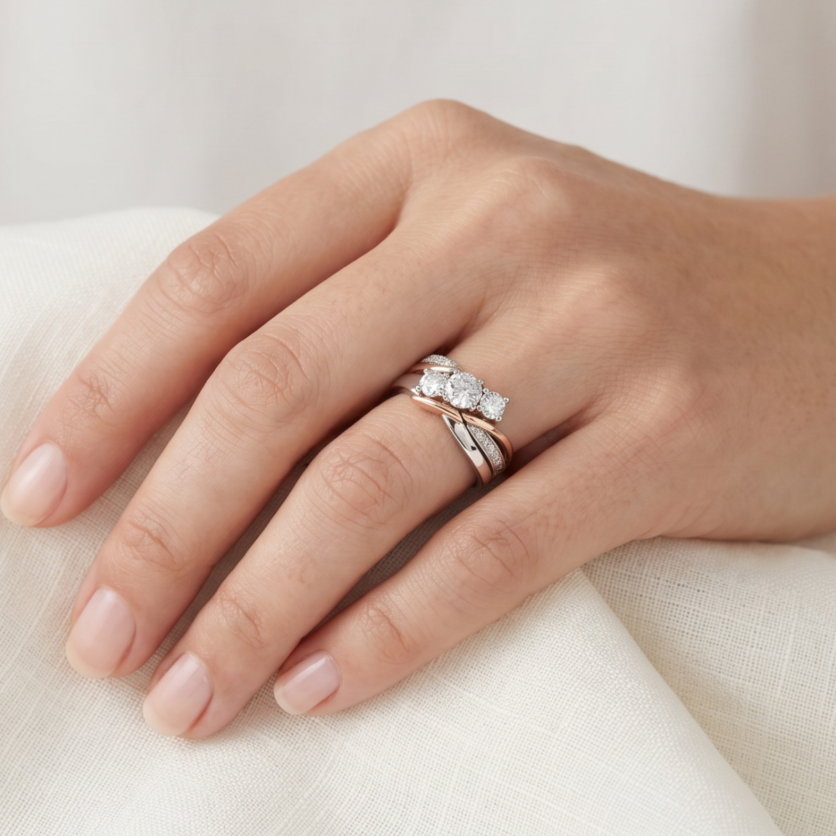 Vintage Gold and Silver Zirconia Ring