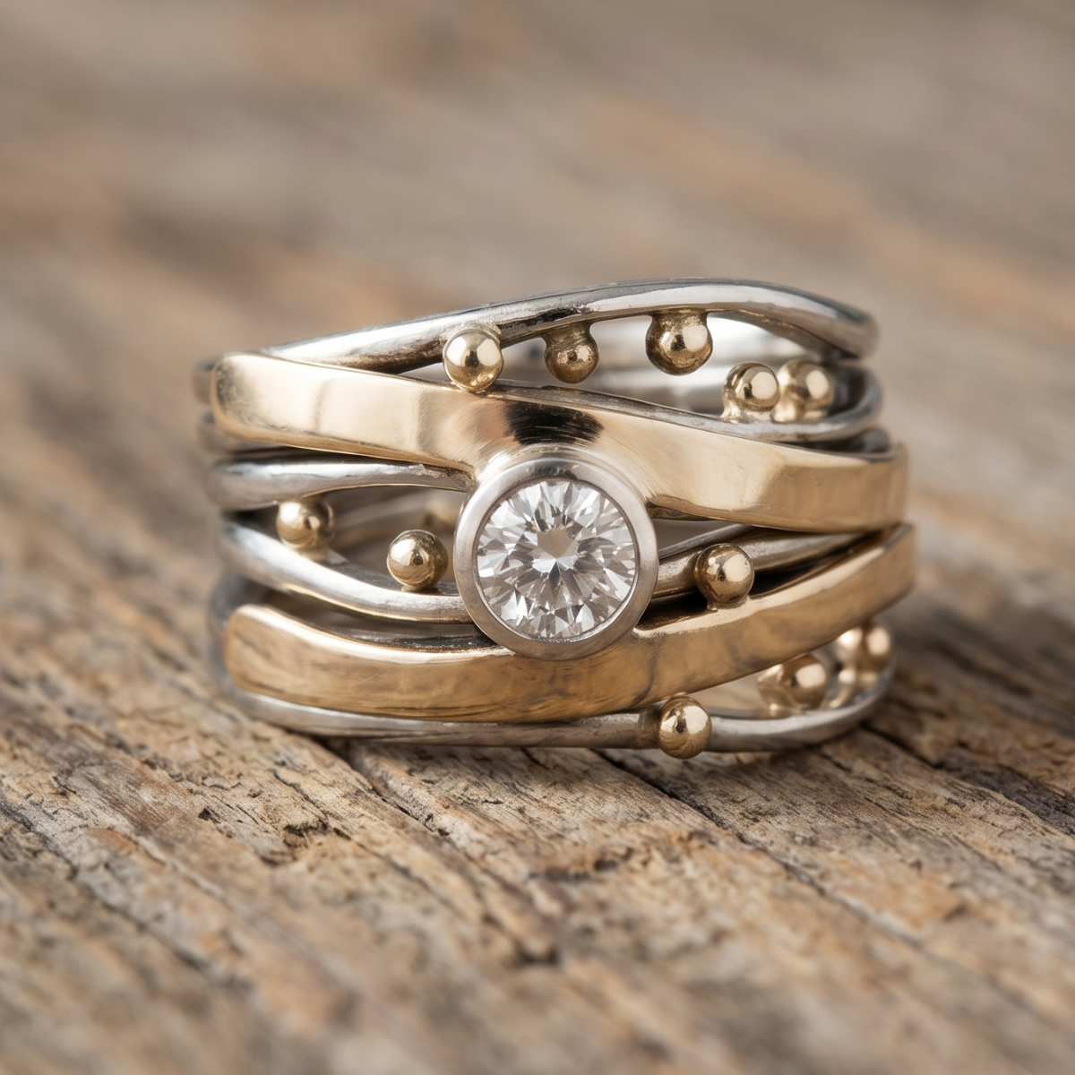 Royal Vintage Gold Inlaid Zirconia Ring