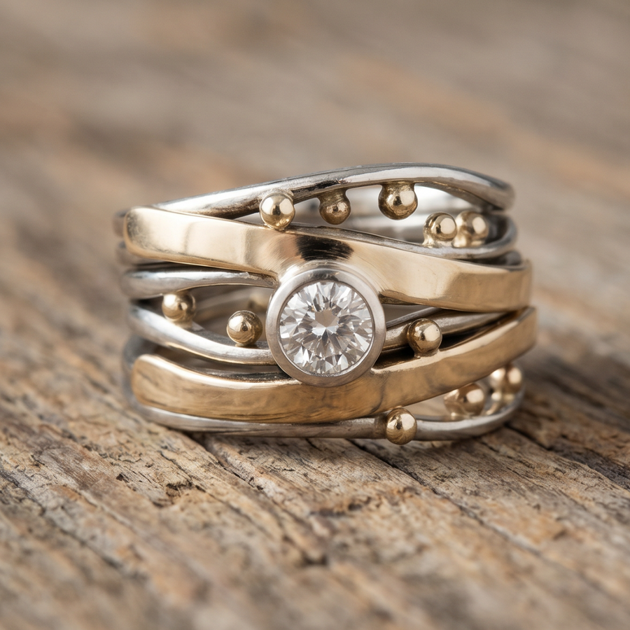 Royal Vintage Gold Inlaid Zirconia Ring