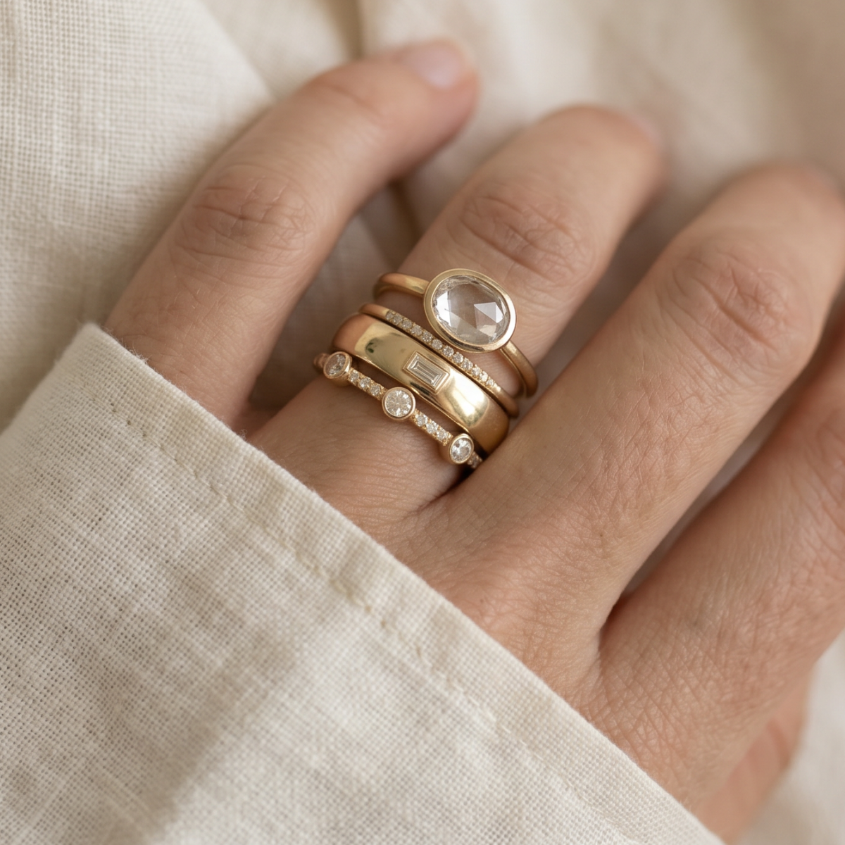 Lily Vintage Gold Zirconia Ring Set