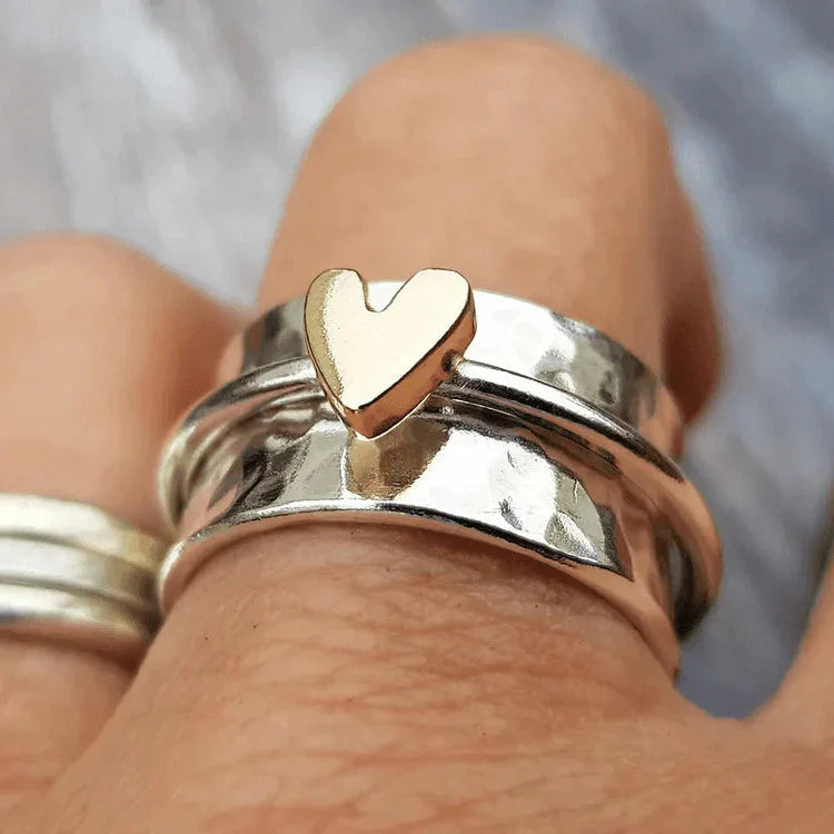 Vintage Silver Golden Heart Ring
