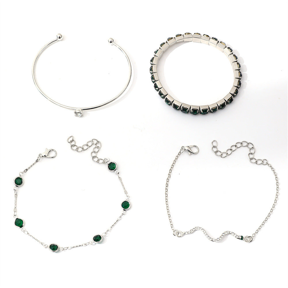 Sorina Emerald White Gold Bracelet Set
