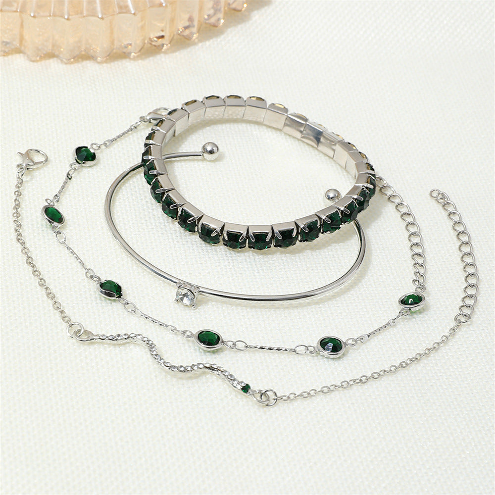 Sorina Emerald White Gold Bracelet Set
