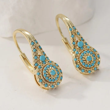 Elegant Pearl Bloom Earrings Turquoise
