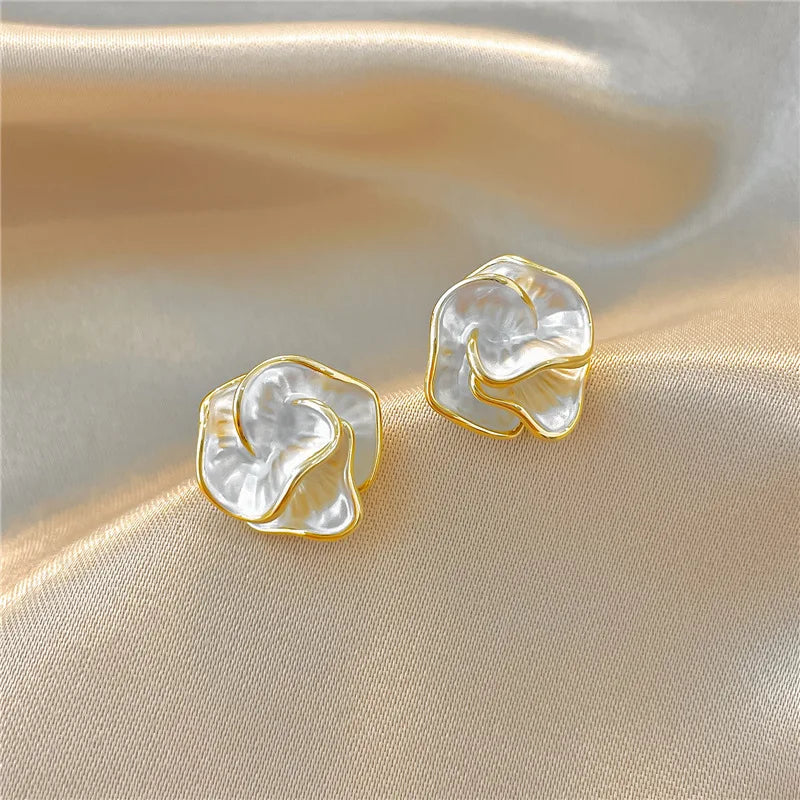 Pearl Petal Stud Earrings