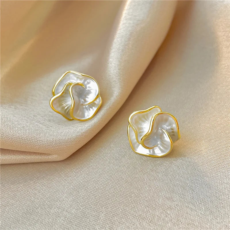 Pearl Petal Stud Earrings