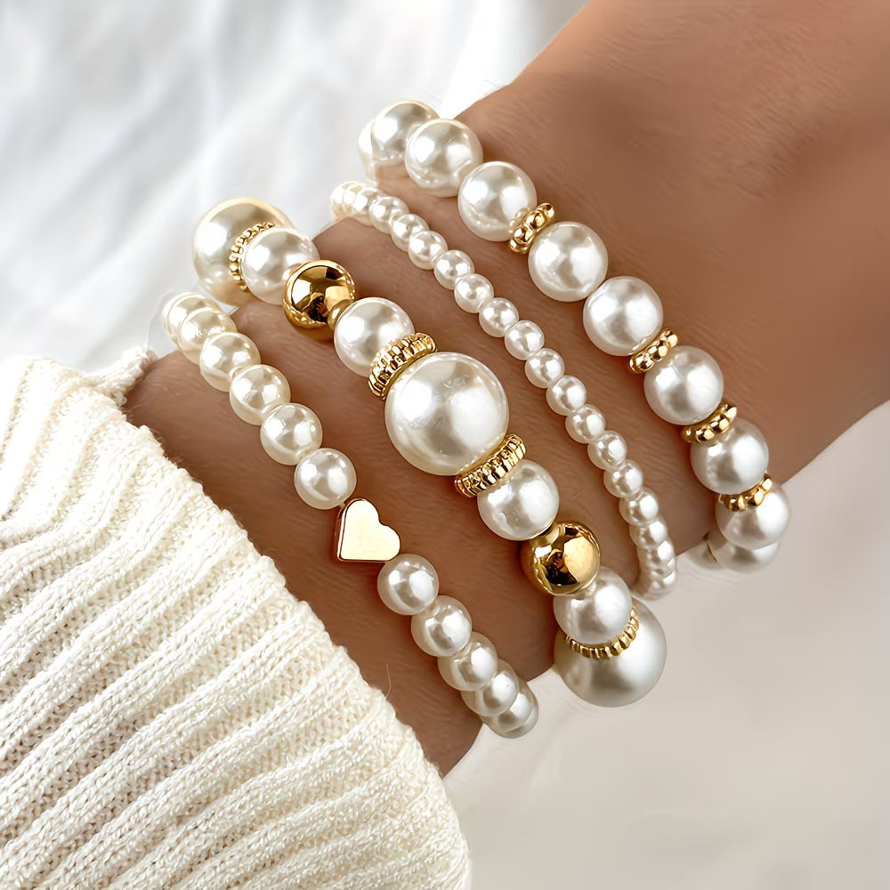 Pearl Stacking Bracelet Set