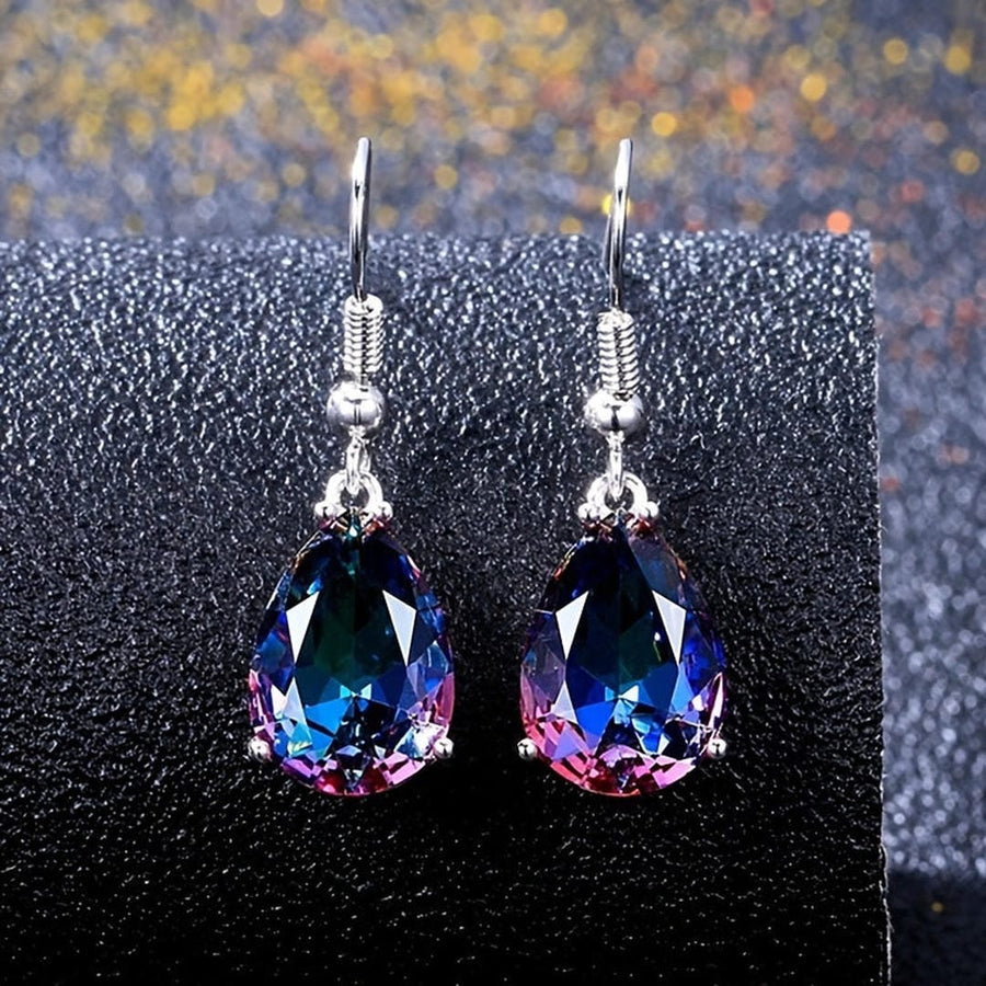 Mystic Sapphire Stone Hoop Earrings
