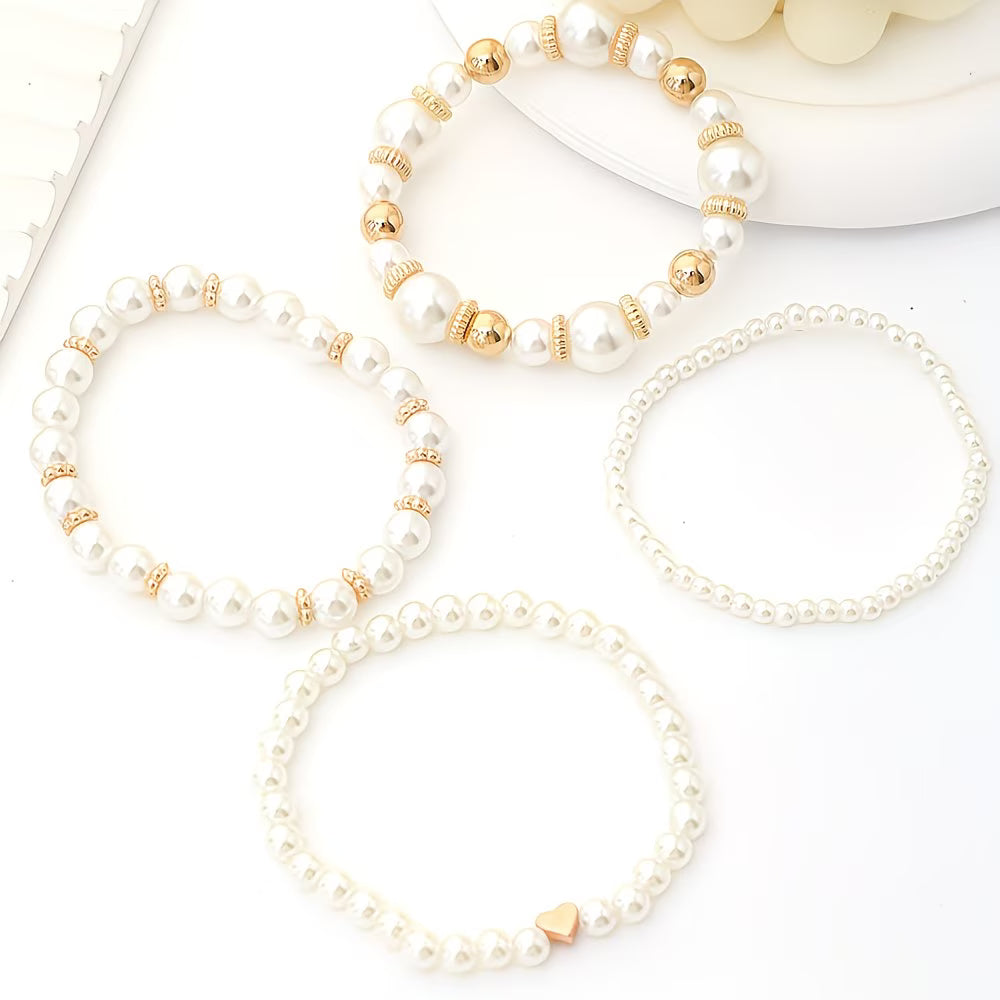 Pearl Stacking Bracelet Set