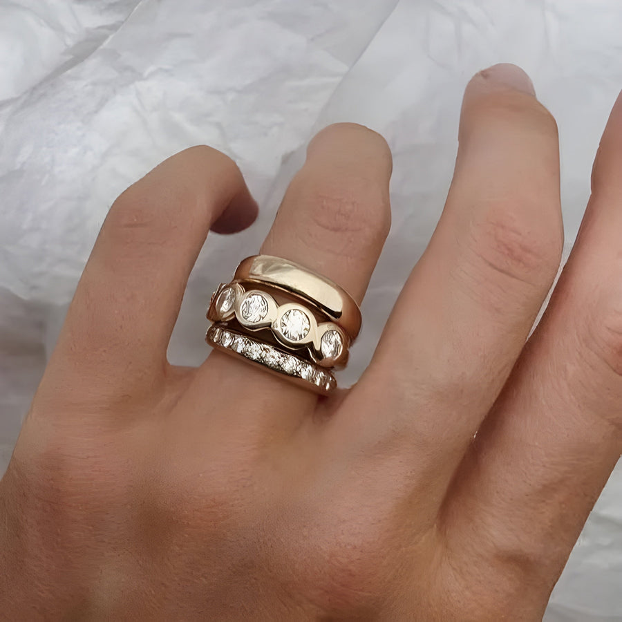 Set of Forged Brilliant Gold Rings