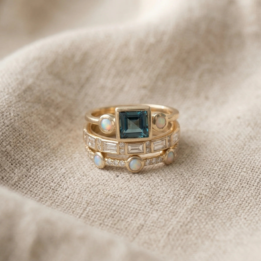 Ocean Vintage Crystal Ring Set