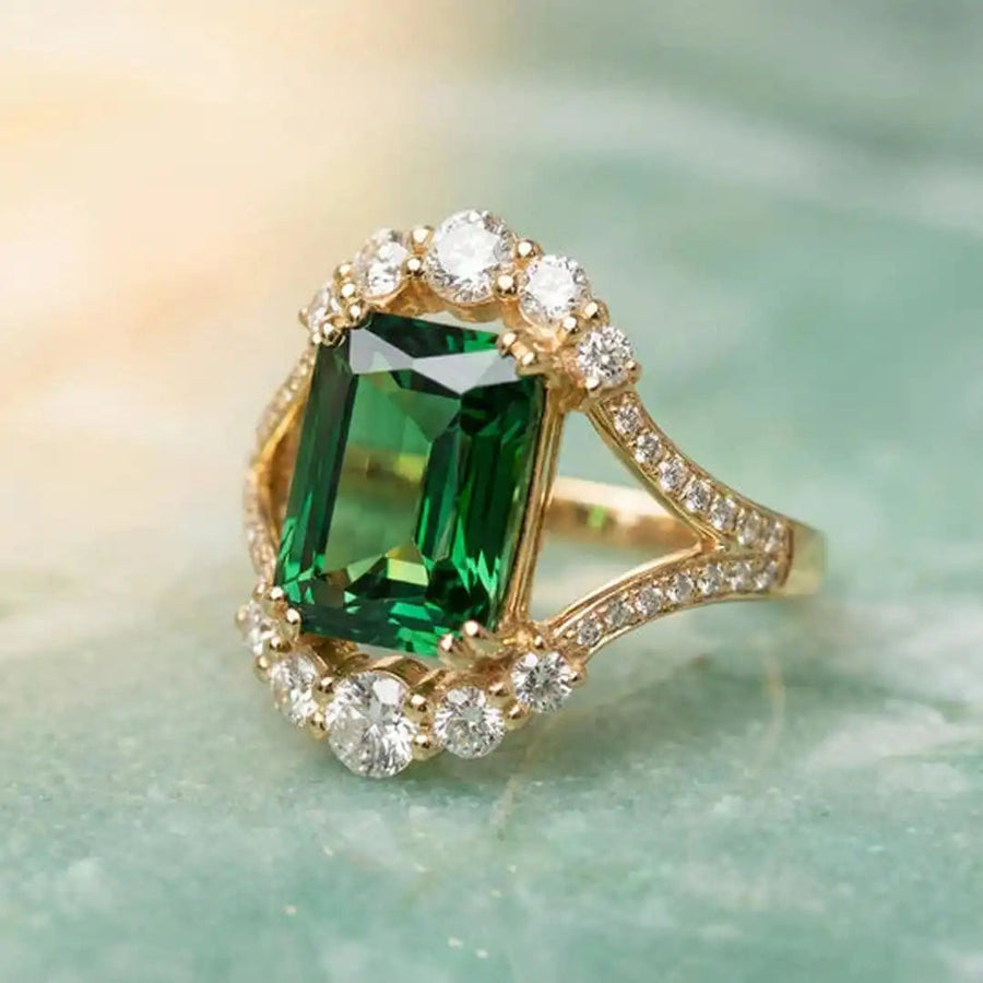 Luminous Glowing Emerald Statement Ring