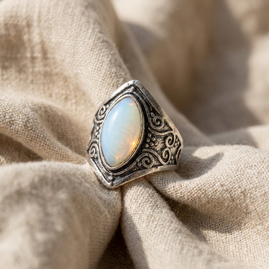 Vintage Teardrop Moonstone Ring