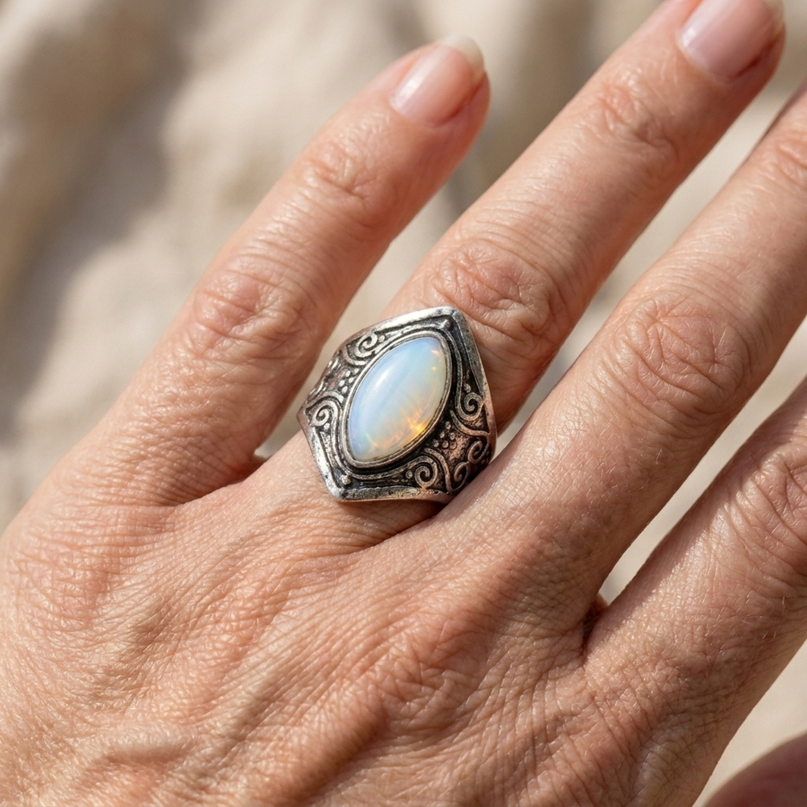 Vintage Teardrop Moonstone Ring
