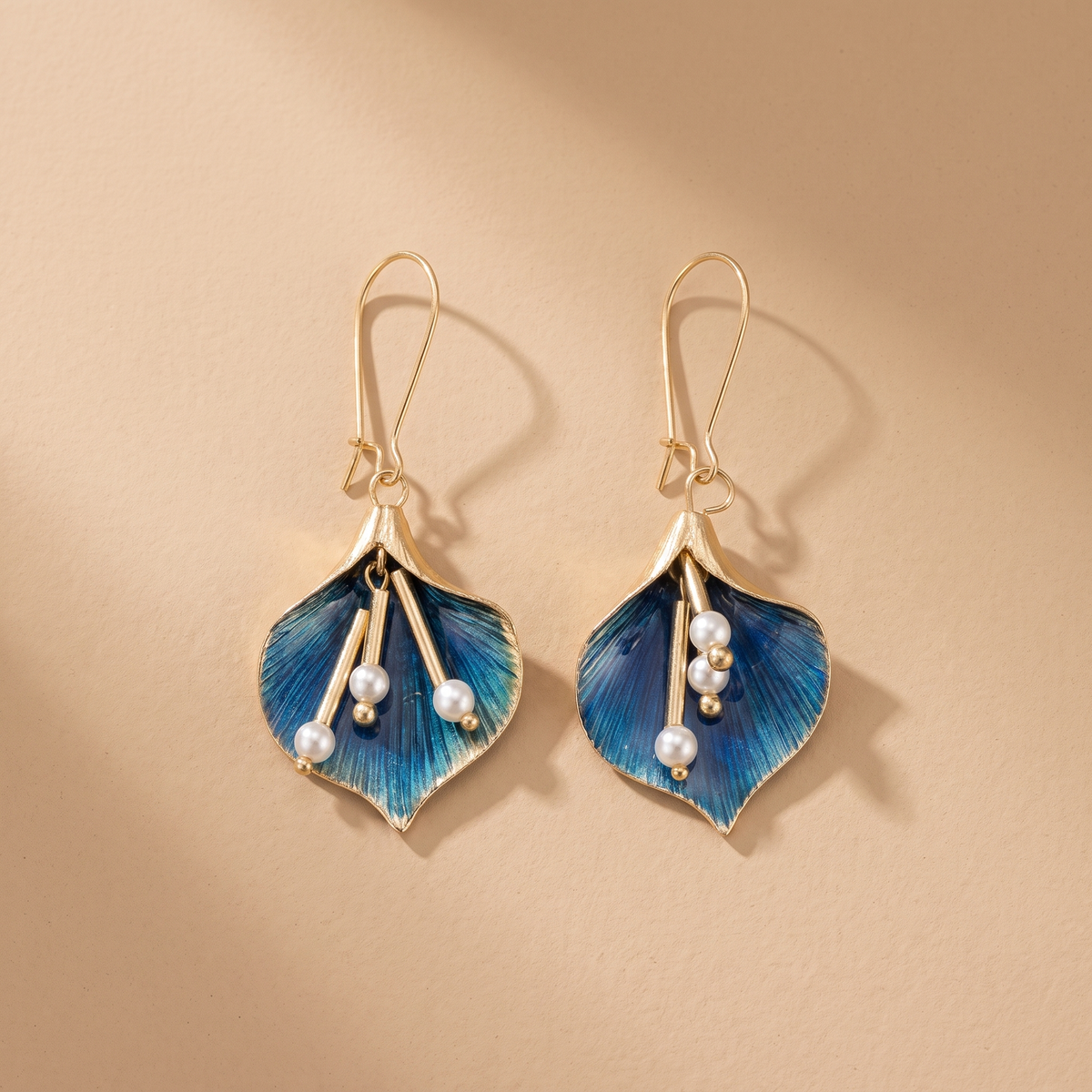 Vintage Blue Lotus Silver Earrings