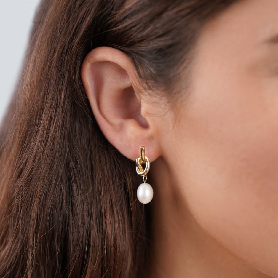 Gold Freshwater Pearl Earrings
