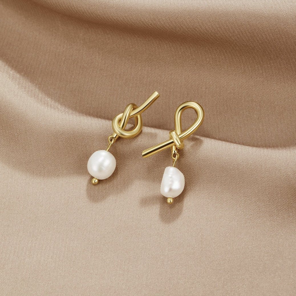 Gold Freshwater Pearl Earrings